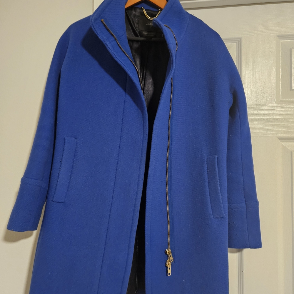 J.Crew Royal Blue Wool Zip-Front Coat